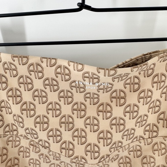 Anine Bing Tan Logo Bike Shorts M - Picture 3 of 5